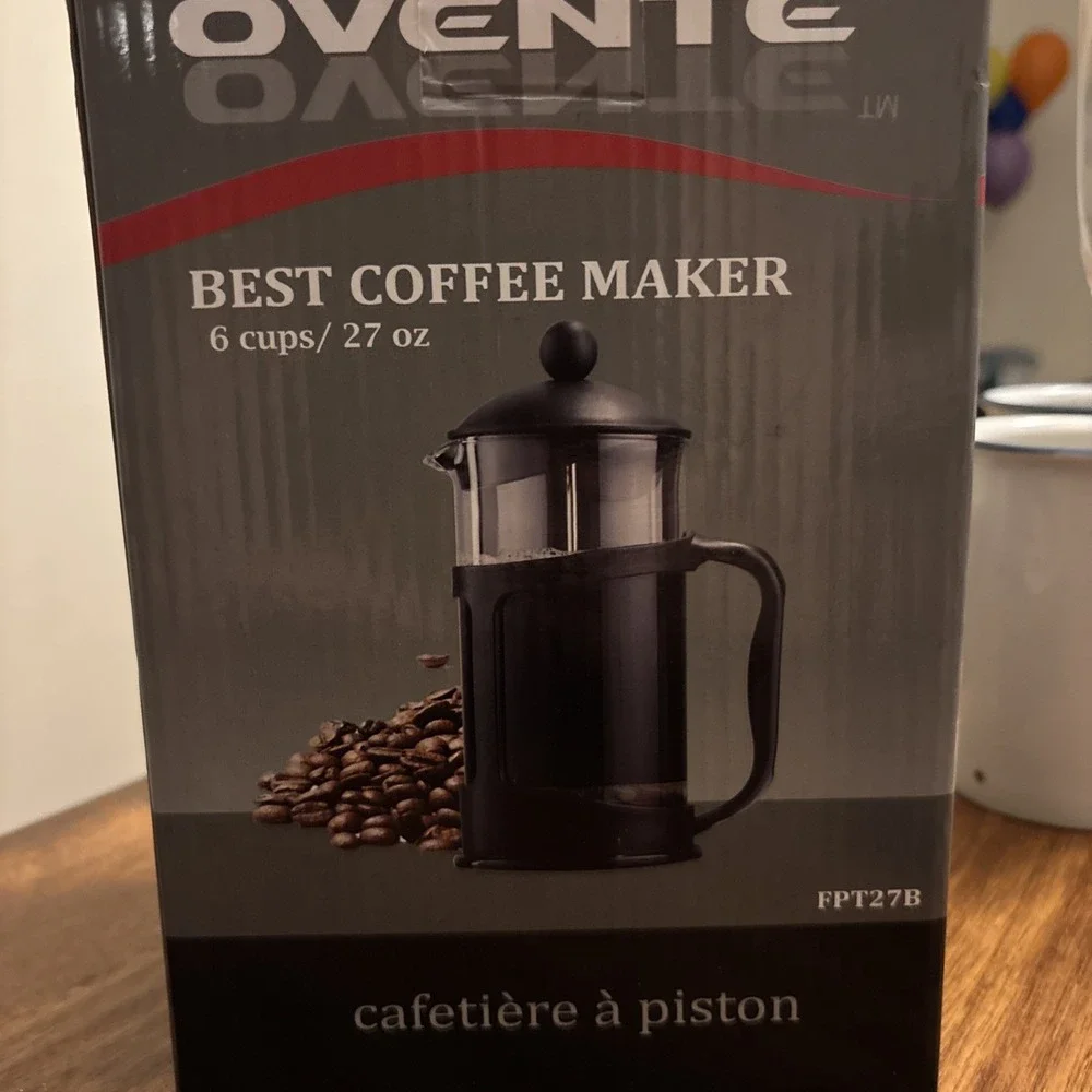 Ovente French Press Coffee, Tea and Espresso Maker, NIB,‎ 6 Cups Or 27 Oz